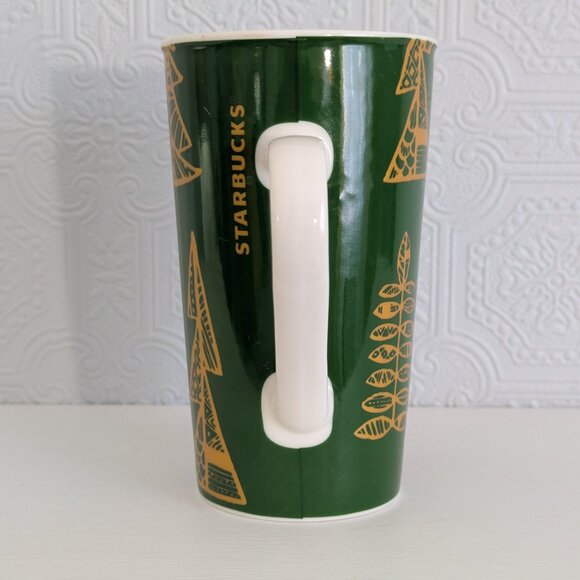 Starbucks 2015 Holiday tall mug Green and Gold - 18 oz - Picture 2 of 8